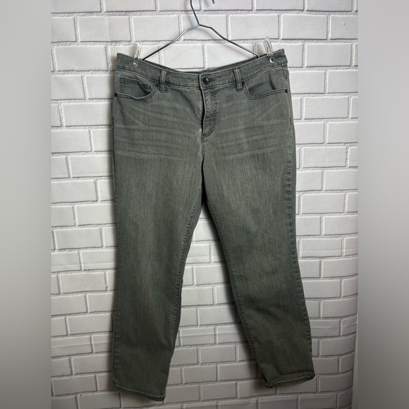 LANDS END mid rise straight jean/gray size 14P - Picture 5 of 9